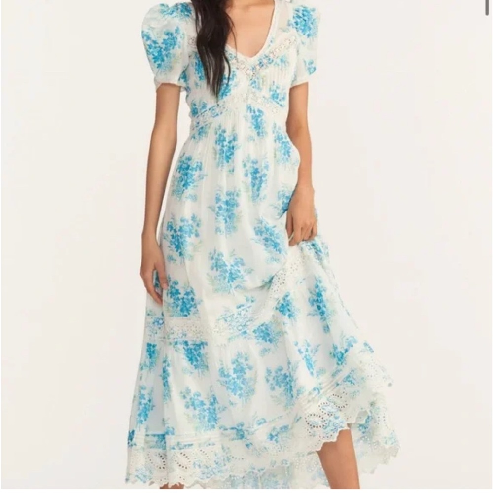 Rare LoveShackFancy Love Shack Fancy Cotton Floral Dress Galil Broderie Anglaise - Picture 5 of 15